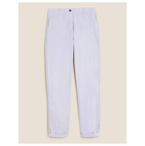 Zúžené chino kalhoty ke kotníkům s vysokým podílem bavlny Marks & Spencer fialová