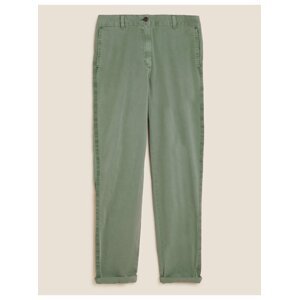 Zúžené chino kalhoty ke kotníkům s vysokým podílem bavlny Marks & Spencer zelená