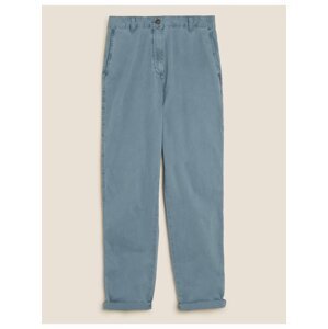 Zúžené chino kalhoty ke kotníkům s vysokým podílem bavlny Marks & Spencer modrá