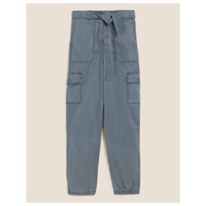 Šedé dámské zúžené kapsáčové kalhoty s vysokým podílem materiálu Tencel™ Marks & Spencer