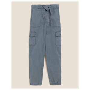 Šedé dámské zúžené kapsáčové kalhoty s vysokým podílem materiálu Tencel™ Marks & Spencer