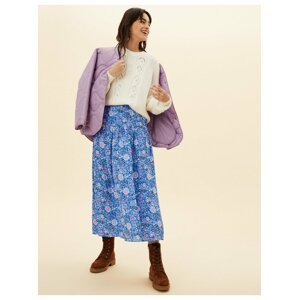Květovaná kolová maxi sukně Marks & Spencer modrá