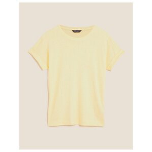 Tričko s krátkým rukávem a vysokým podílem lnu Marks & Spencer žlutá