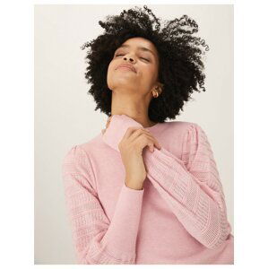 Měkký svetr s texturou a výstřihem ke krku Marks & Spencer růžová