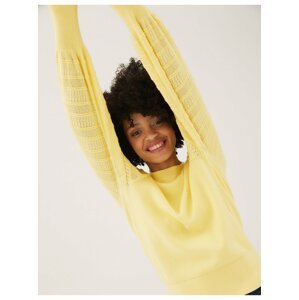 Měkký svetr s texturou a výstřihem ke krku Marks & Spencer žlutá