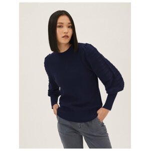 Měkký svetr s texturou a výstřihem ke krku Marks & Spencer námořnická modrá