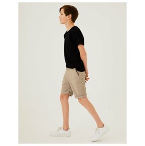 Chino šortky s vysokým podílem bavlny (6–16 let) Marks & Spencer béžová