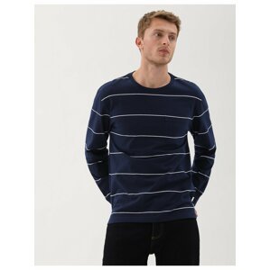 Pruhované tričko z čisté bavlny s vyšší gramáží Marks & Spencer námořnická modrá