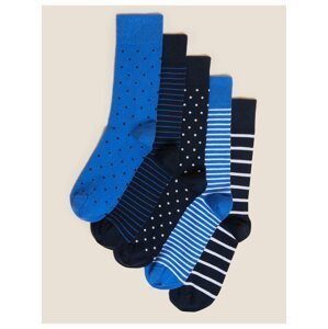 5 párů ponožek Cool & Fresh™ s vysokým podílem bavlny Marks & Spencer modrá