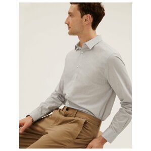 Košile normálního střihu z čisté bavlny s texturou Marks & Spencer šedá