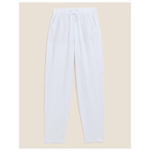 Kalhoty ke kotníkům s vysokým podílem lnu, mírně zúženého střihu Marks & Spencer bílá