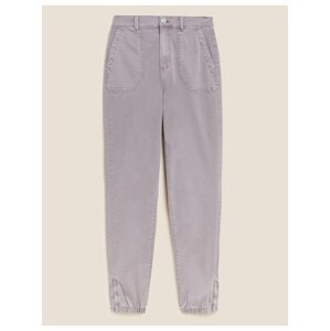 Béžové dámské kalhoty ke kotníkům ze směsi bavlny Marks & Spencer