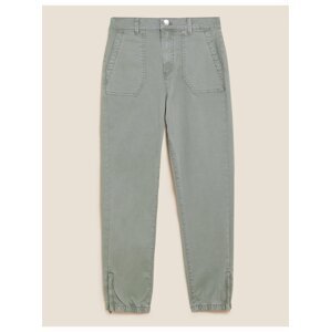Zelené dámské džíny ke kotníkům ze směsi bavlny, úzký střih Marks & Spencer