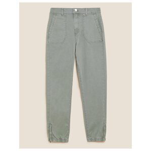 Zelené dámské džíny ke kotníkům ze směsi bavlny, úzký střih Marks & Spencer