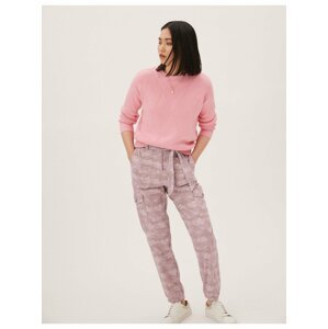Růžové dámské kapsáčové kalhoty s vysokým podílem materiálu Tencel™ Marks & Spencer
