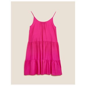 Plážové nabírané mini šaty Marks & Spencer růžová