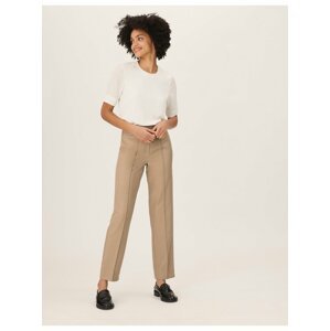 Béžové dámské kalhoty s rovnými nohavicemi Marks & Spencer