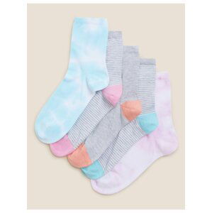 Bezešvé kotníkové ponožky s vysokým podílem bavlny, 5 párů v balení Marks & Spencer vícebarevná
