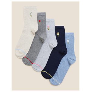Sada pěti párů dámských ponožek v modré, černé a šedé barvě  Marks & Spencer
