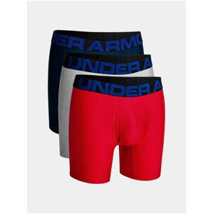 Boxerky Under Armour Tech 6in 3 Pack - červená, šedá, modrá