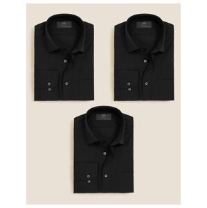Košile úzkého střihu s dlouhým rukávem, 3 kusy v balení Marks & Spencer černá