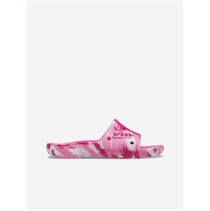 Růžové vzorované pantofle Crocs Marbled Slide