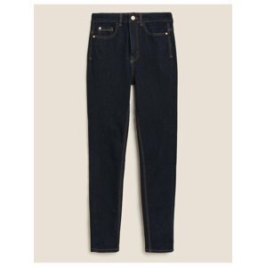 Tvarující přiléhavé džíny s vysokým pasem Marks & Spencer námořnická modrá