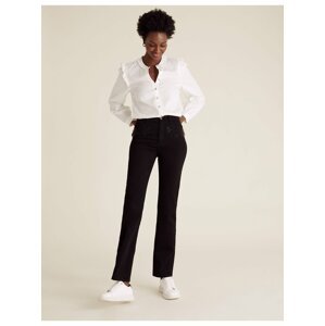 Zdobené džíny s rovnými nohavicemi a vysokým pasem Marks & Spencer černá
