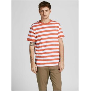 Bílo-oranžové pruhované tričko Jack & Jones Tropic