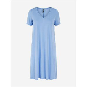 Světle modré volné basic šaty Pieces Amala