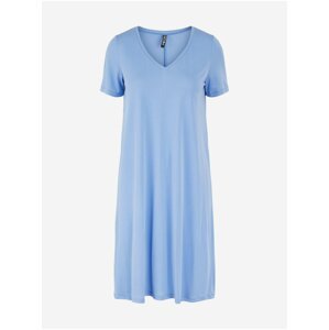 Světle modré volné basic šaty Pieces Amala
