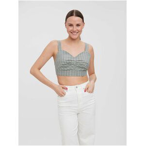 Světle šedý pruhovaný crop top na ramínka VERO MODA Serena