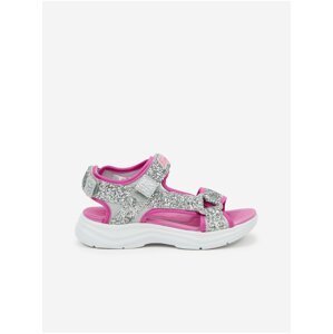 Růžovo-šedé holčičí třpytivé sandály Skechers