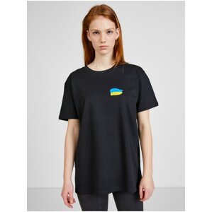 Černé dámské oversize tričko Netřeba slov z kolekce DOBRO. pro Ukrajinu