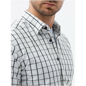 Pánská košile s dlouhým rukávem REGULAR FIT - bílá/černá K620