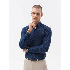 Pánská košile s dlouhým rukávem REGULAR FIT - námořnická modrá K606