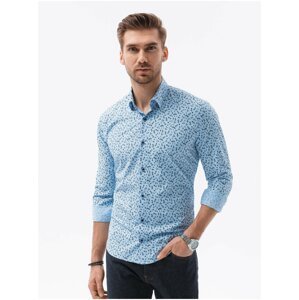 Modrá pánská košile Ombre Clothing K599