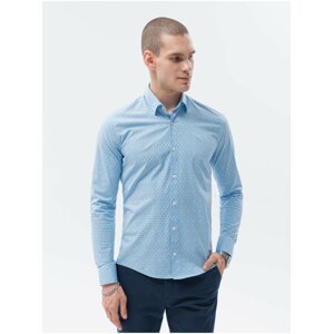 Pánská elegantní košile s dlouhým rukávem - blankytně modrá K603