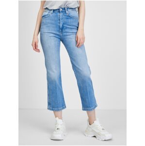 Modré dámské zkrácené straight fit džíny Pepe Jeans