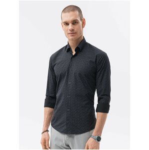 Černá pánská košile se vzorem Ombre Clothing K602