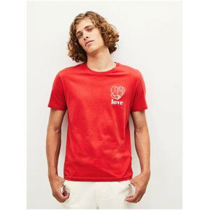 Červené pánské tričko Celio love Pebridge