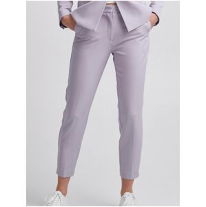 Světle fialové dámské zkrácené slim fit kalhoty ICHI