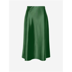 Zelená dámská saténová midi sukně ICHI