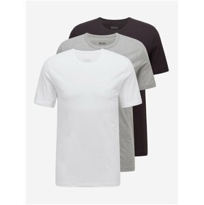 Sada tří pánských basic triček v černé, šedé a bílé barvě HUGO BOSS