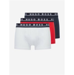 Sada tří pánských boxerek v tmavě modré, červené a bílé barvě BOSS