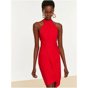 Červené dámské krátké pouzdrové šaty Trendyol