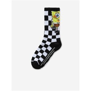 Bílo-černé unisex kostkované ponožky s motivem Vans Spongebob