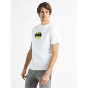 Bílé pánské tričko s potiskem na zádech Celio Batman