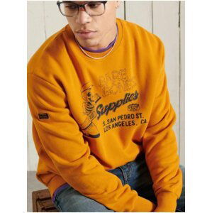 Oranžová pánská mikina s potiskem Superdry Workwear Crew Neck