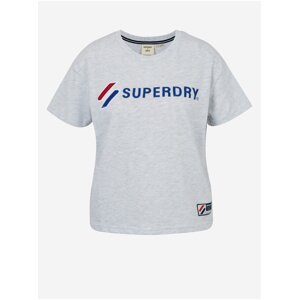 Světle šedé dámské tričko s potiskem Superdry Sportstyle Graphic Boxy Tee